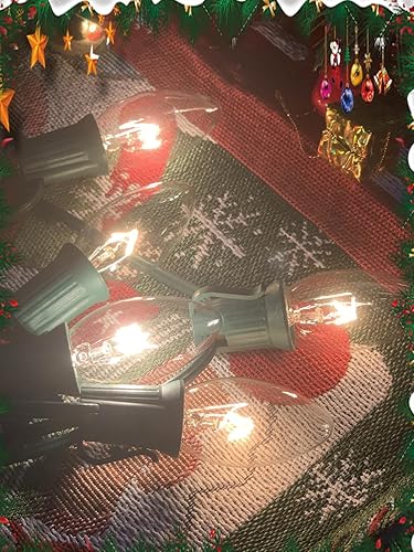 Miniatura 3 de Luces de Navidad vintage C9, 25 pies con 26 bombillas transparentes, cadena de luces conectables colgantes para patio, jardín, vacaciones, C9