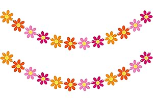 2 Pieces Felt Boho Daisy Flower Garland Banner