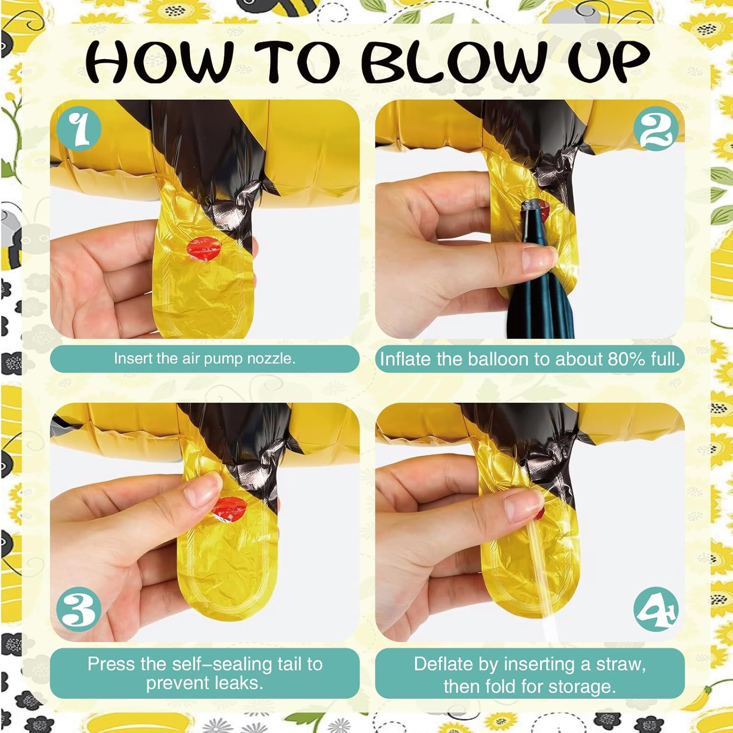 10 Pack Bee Balloons for Baby Shower & Birthday Party Decorations - Bee Day Party, Honeycomb & Sunflower Theme - Bee Baby Shower Decor, Bee Party Supplies, Bee Decorations (10Pack) image 3 of 7 B0FJ78D2SK