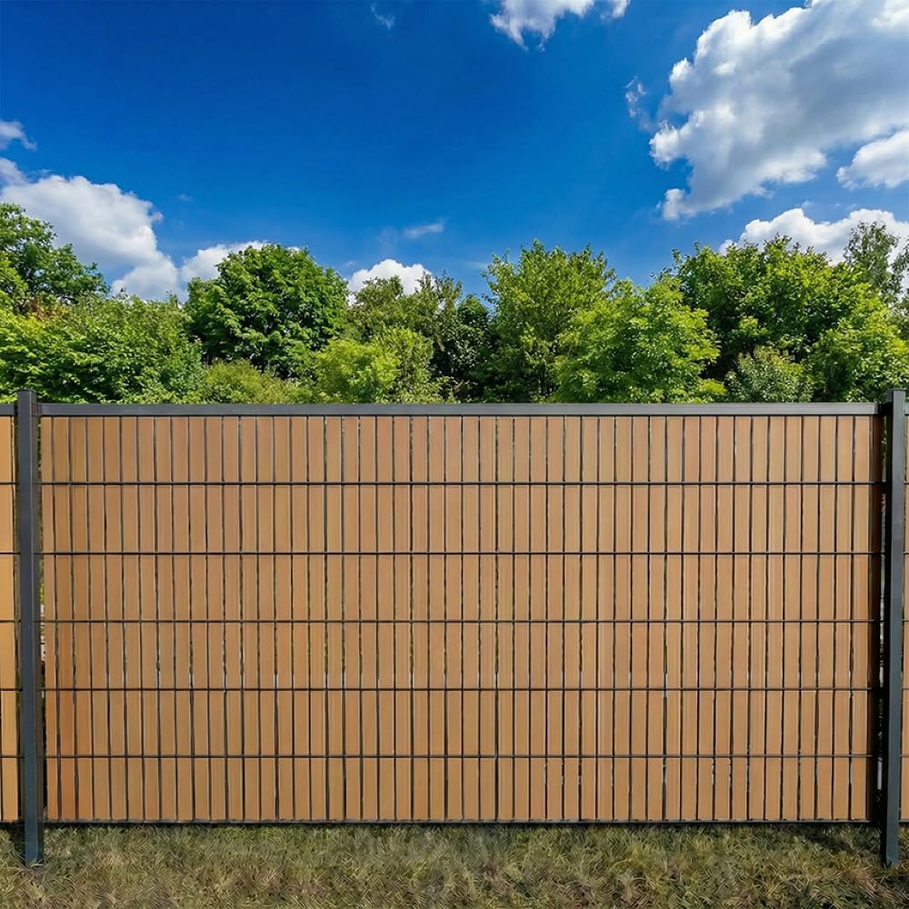 wodewa FLEXIO Sichtschutz Copper 1630mm | vertikale Kunststoff Sichtschutzstreifen für Doppelstabmattenzaun | 11 Streifen + 12 Clips Bautyp 6/5/6 und 8/6/8 | Wetterfest | Made in Germany