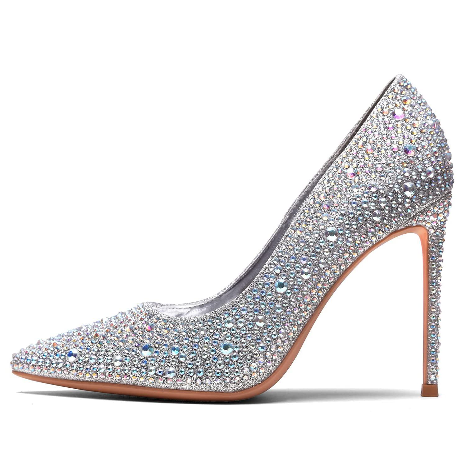GENSHUO Scarpe Decolte Donna con Tacco a Spillo da 10 cm,Sexy Alto Tacco a Punta per Feste,Balli di Fine Anno,Matrimonio con Tacco a Spillo