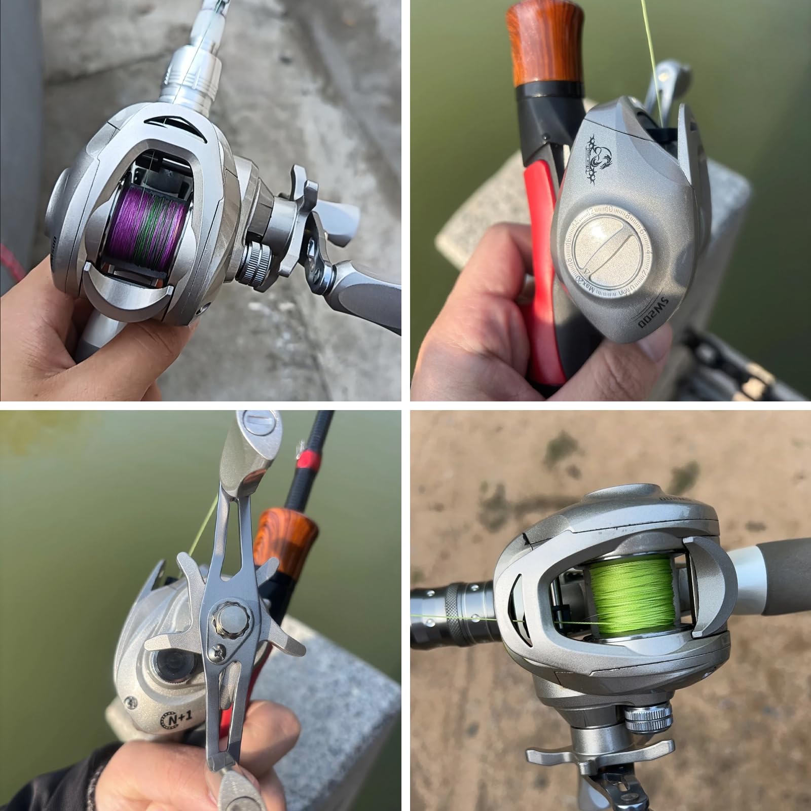 Moulinet Casting Baitcaster Léger Main Gauche 7.2:1, Moulinet de Pêche avec Frein Magnétique 20 Niveaux, Frein de 10 kg, Bobine en Aluminium, pour Pêche en Mer, Surfcasting et Eau Douce