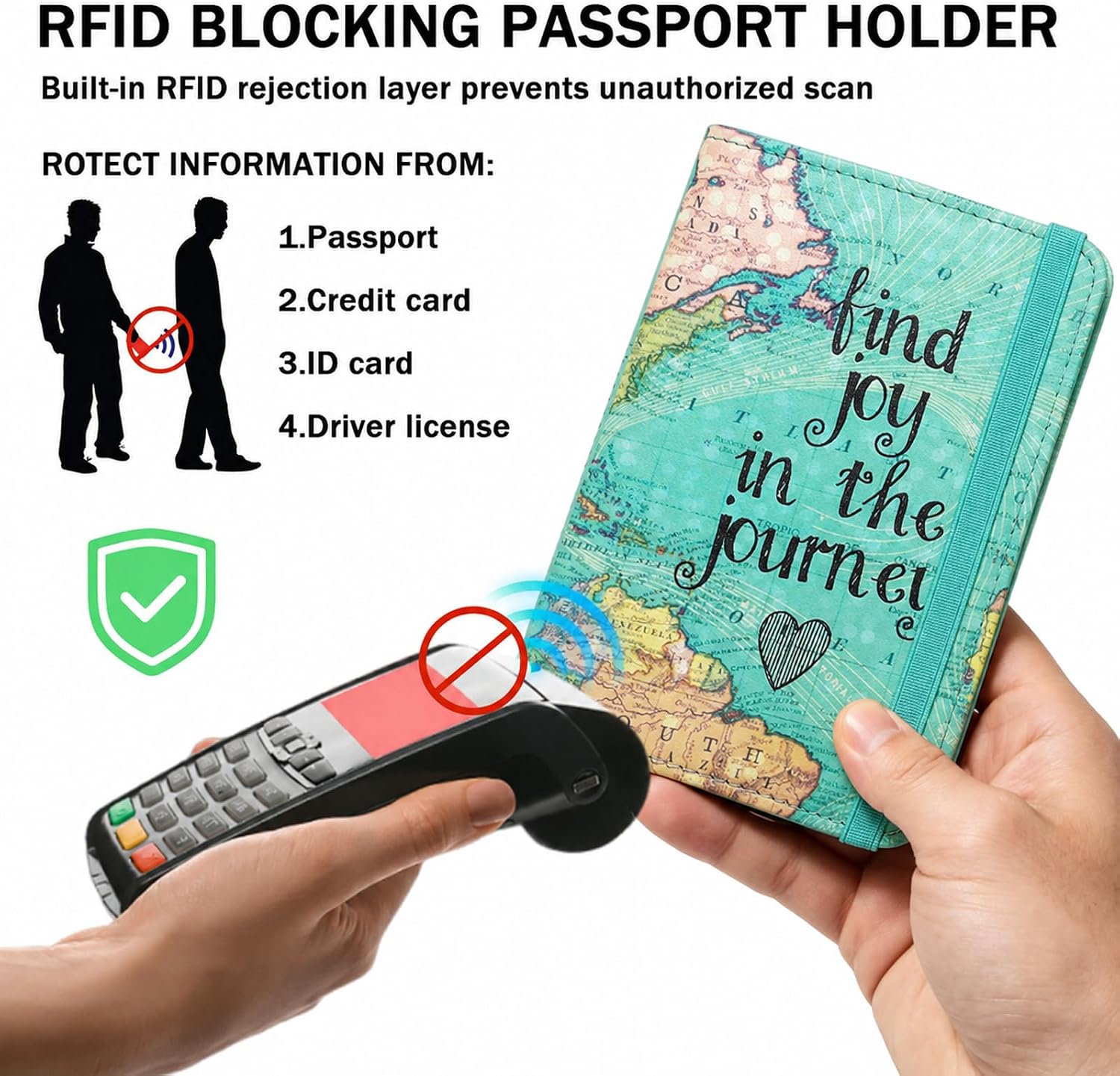 ZOPPEN RFID Blocking Passport Holder for Travel – PU Leather Waterproof Lightweight Passport Cover Wallet for Women Men, Travel Organizer with Card Slots for Airline Tickets & Passport Book, Map