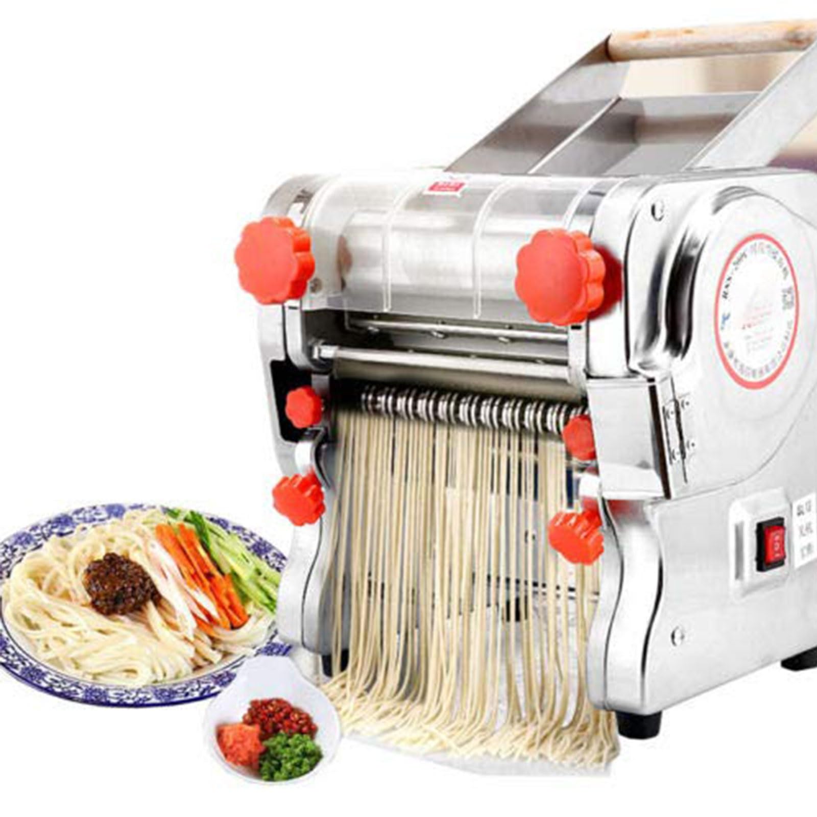 Macchina Per La Pasta Elettrica, Sfogliatrice Professionale,Regolazione Dello Spessore A Marce 0,5-20mm Con Coperchio Di Protezione Per Macchine Per Pasta, Pizza E Pane(200)