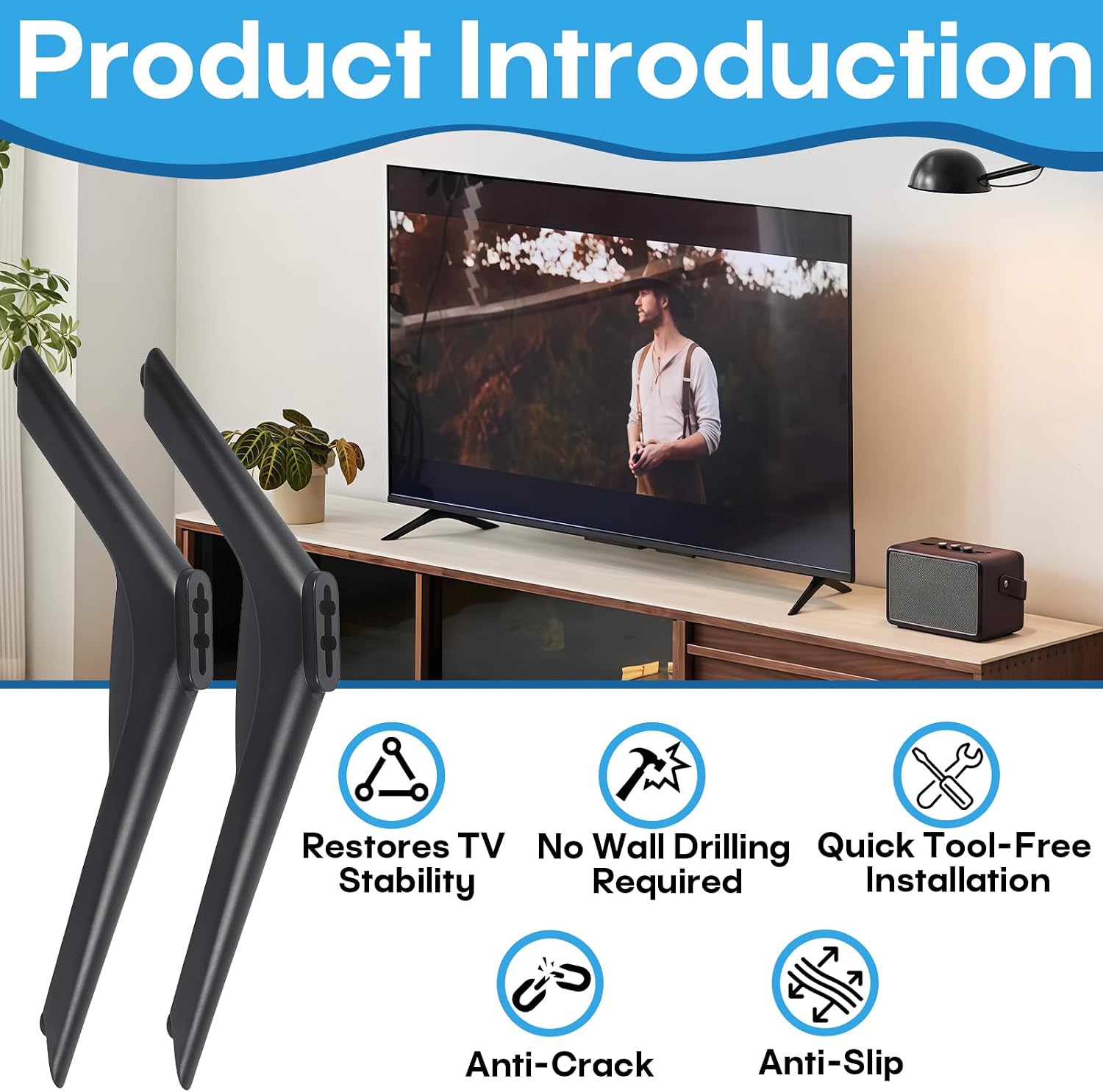 1Pair Replacement TV Feet Compatible with 32-80 Inches Samsung | Compatible with TCL Smart TV,Compatible with Roku,Compatible with LG & Hisense & Vizio Tabletop TV Stand Legs,Screws Included