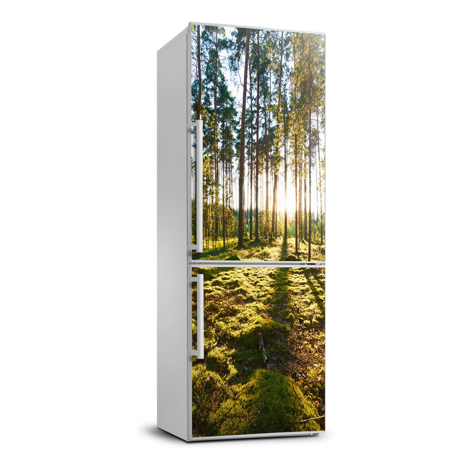 Autocollant frigo 70x190cm forêt de pins au design haut de gamme pour décoration intérieure