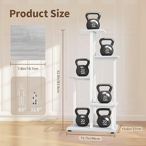 Miniatura 2 de LASZOLA Soporte de madera blanca de 5 niveles para macetas grandes y resistentes, estante vertical de esquina de varios niveles para casa estrecha,