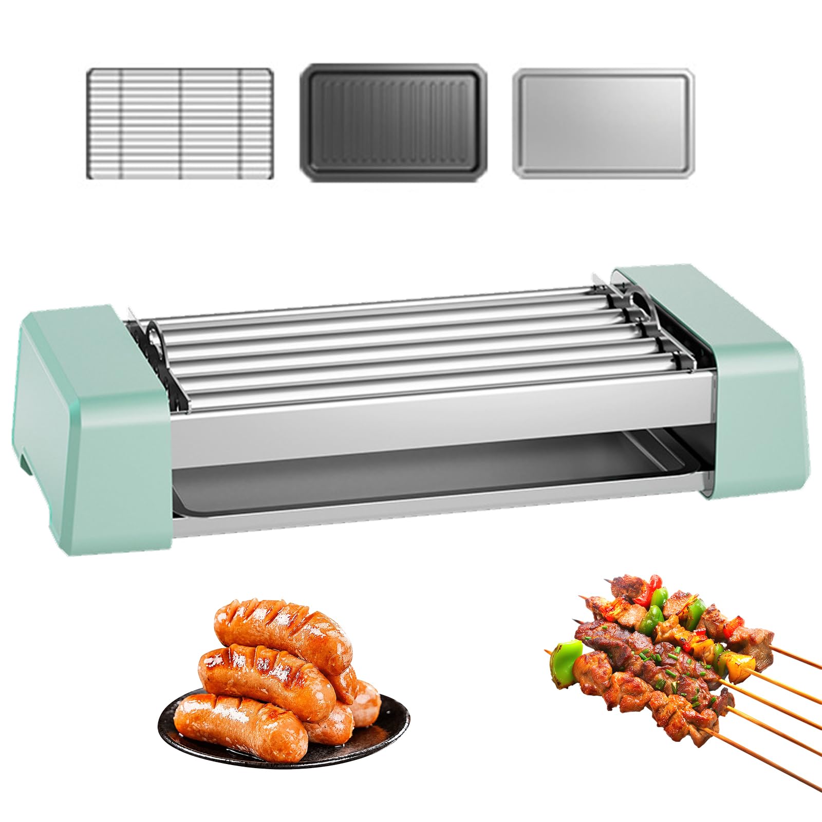 Machine À Hot-Dog À Rouleaux Électrique, Cuiseur-Grill À Saucisses 500W