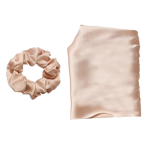 Miniatura 9 de Coleteros para el cabello para mujer, bufanda LFOUVRE Scrunchies, 2 piezas de bufandas anudadas para niñas, bufanda de satén sedoso, banda elástica