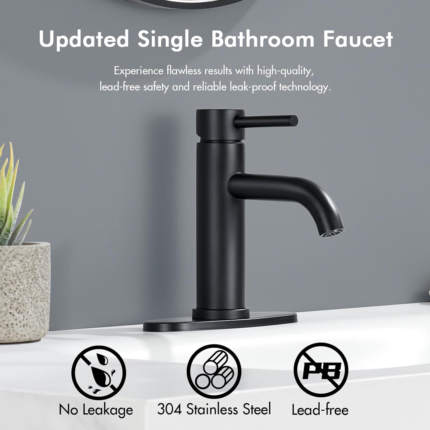 Matte Black Stainless Steel Single Handle Bathroom Faucet