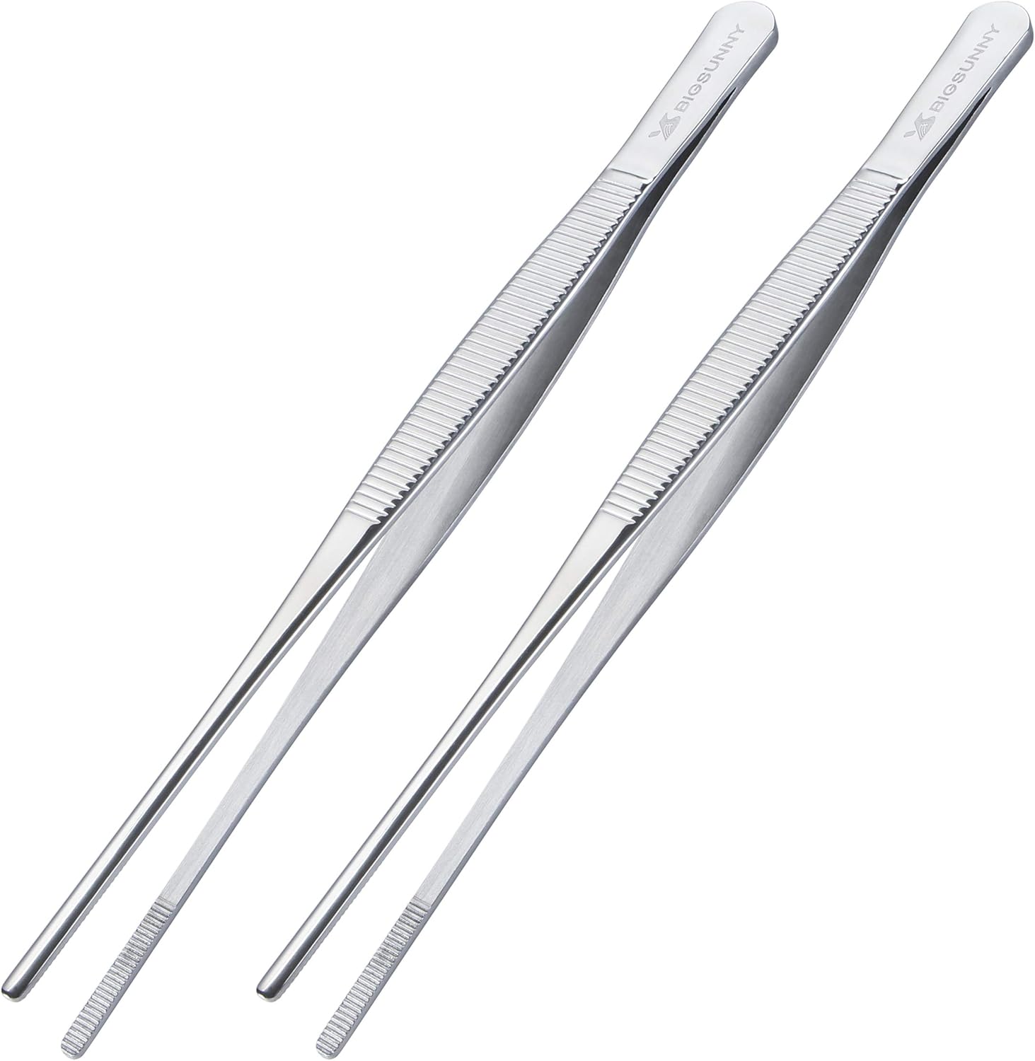 2 Pcs 8.5 Inch Kitchen Tweezers Fine Tweezer Tongs, MSY BIGSUNNY Stainless Steel