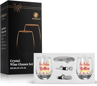 Christmas Wine Glasses Set of 2, Christmas Gift Set for women friend,Champagne Wedding Gifts for Engagement Bride Shower Couples Newlyweds Anniversary with Elegant Keepsafe box