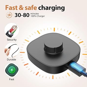 Compatible with Ring Gen 4 Size 7 Charger,Fast Charging Dock and USB-C Cable - Our Rin 4 Must-Haves for Users (Black, Size 7)