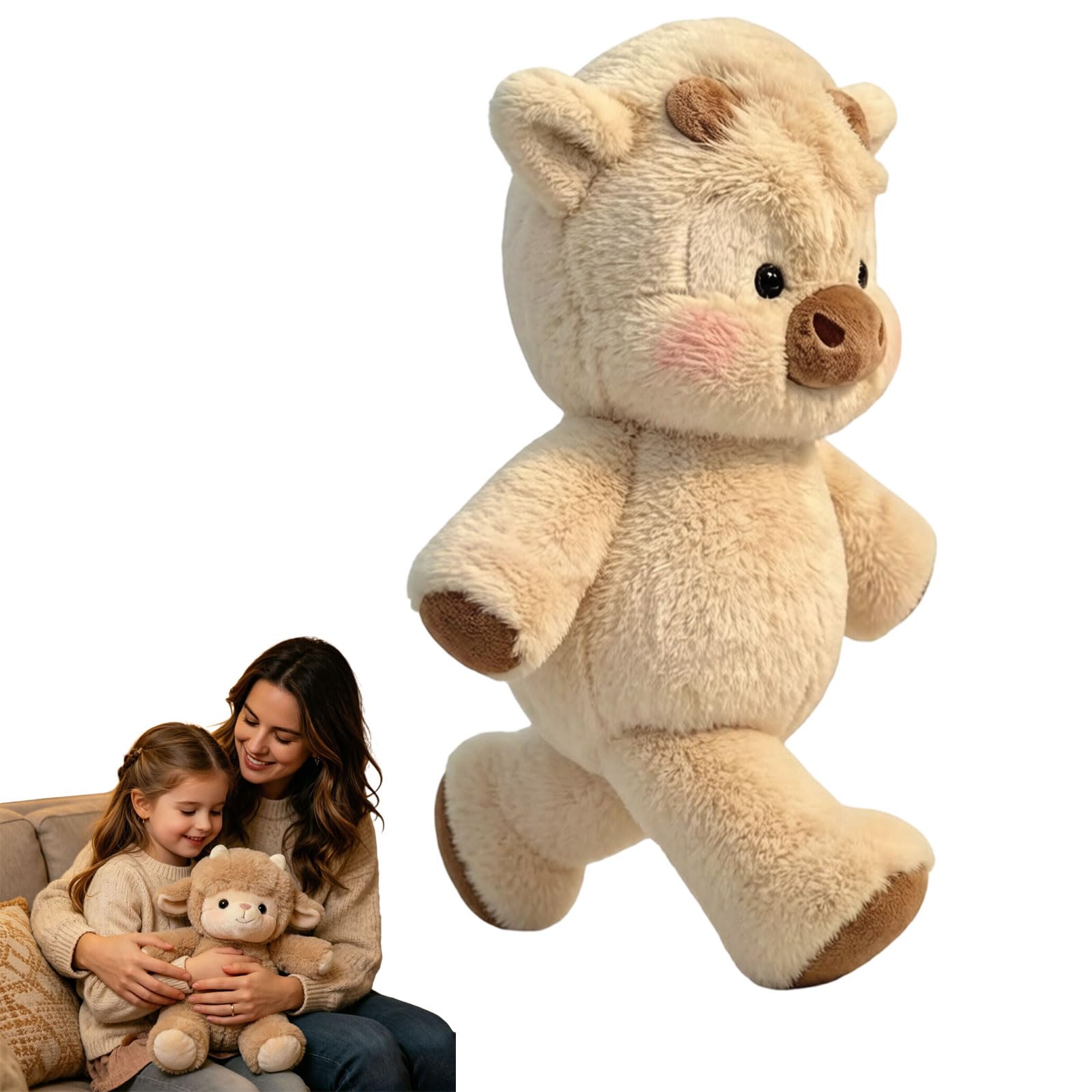 Peluche Che Corre- Peluche mucc Che Corre a 45cm Cuscino Morbido E Soffice, Bambola Da Collezione a Forma Di Pecora In Stile Cartone Animato, Animale Di Pe luche Per Uomini, Donne, Bambini E Ragazzi