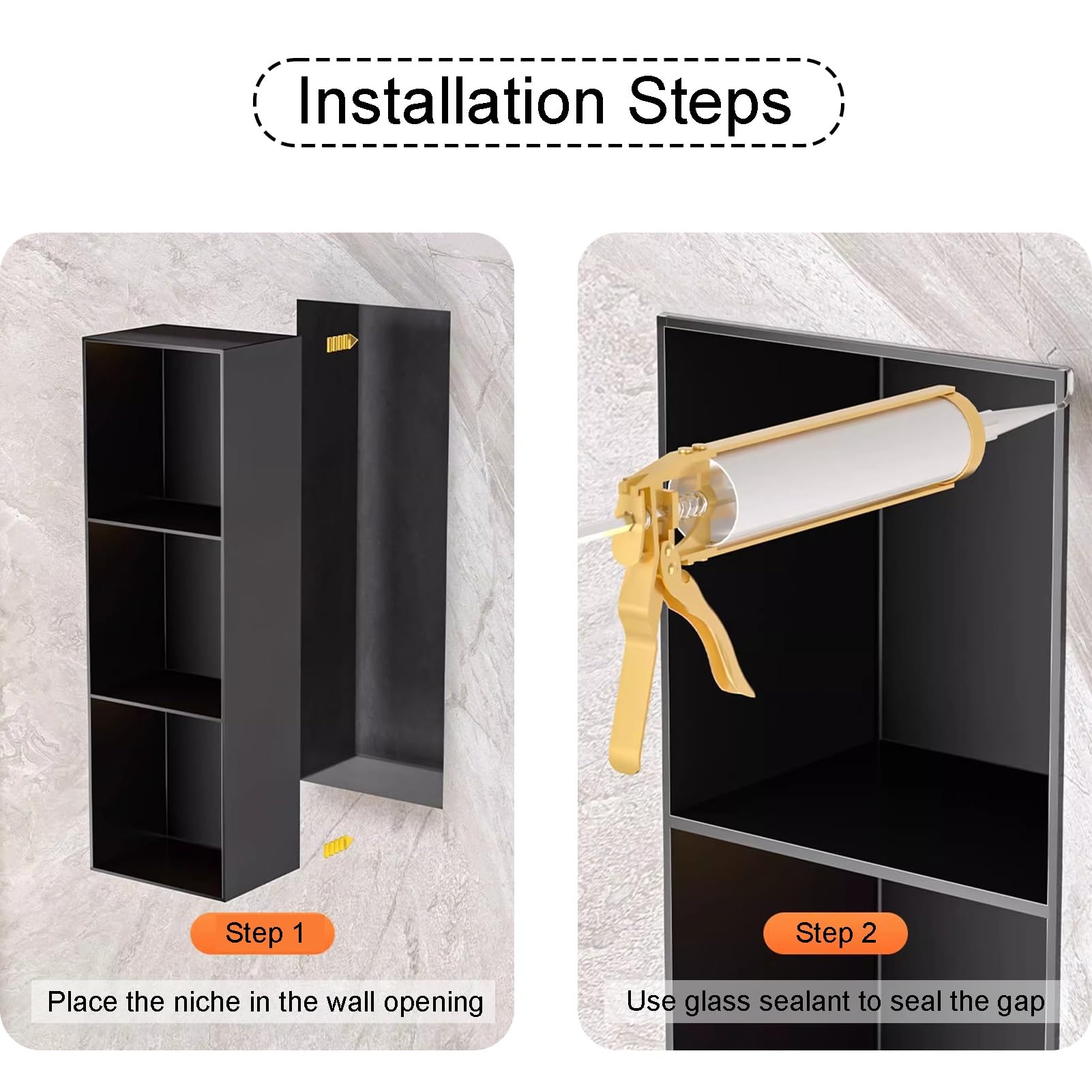Estante de ducha empotrado, solución de almacenamiento de baño de acero inoxidable impermeable para espacio organizado en la pared