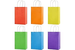Party Favor Goodie Bags with Multicolor Rainbow Design