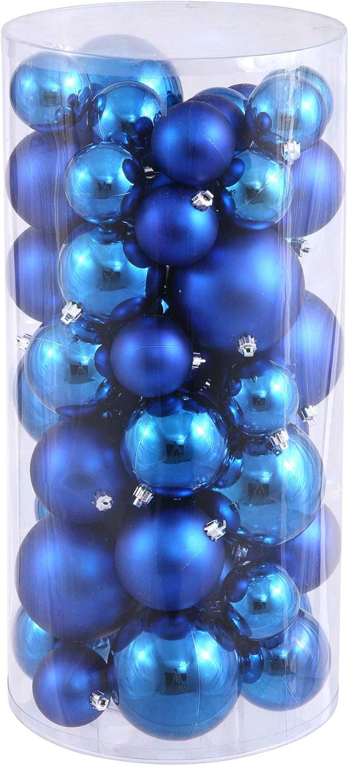 Vickerman Green Ornament Ball Set Shiny and Matte Finish, Includes 50 Per Box, 1.5 to 2-Inch Variety - Ready to Hang - Variety of Finishes