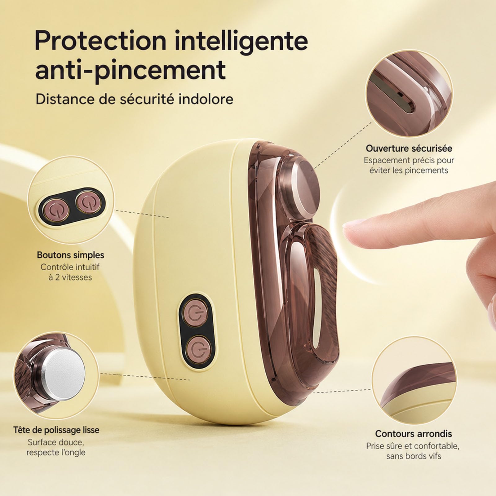 Coupe-ongles électrique 2 en 1 avec polisseur intelligent rotatif，Violet