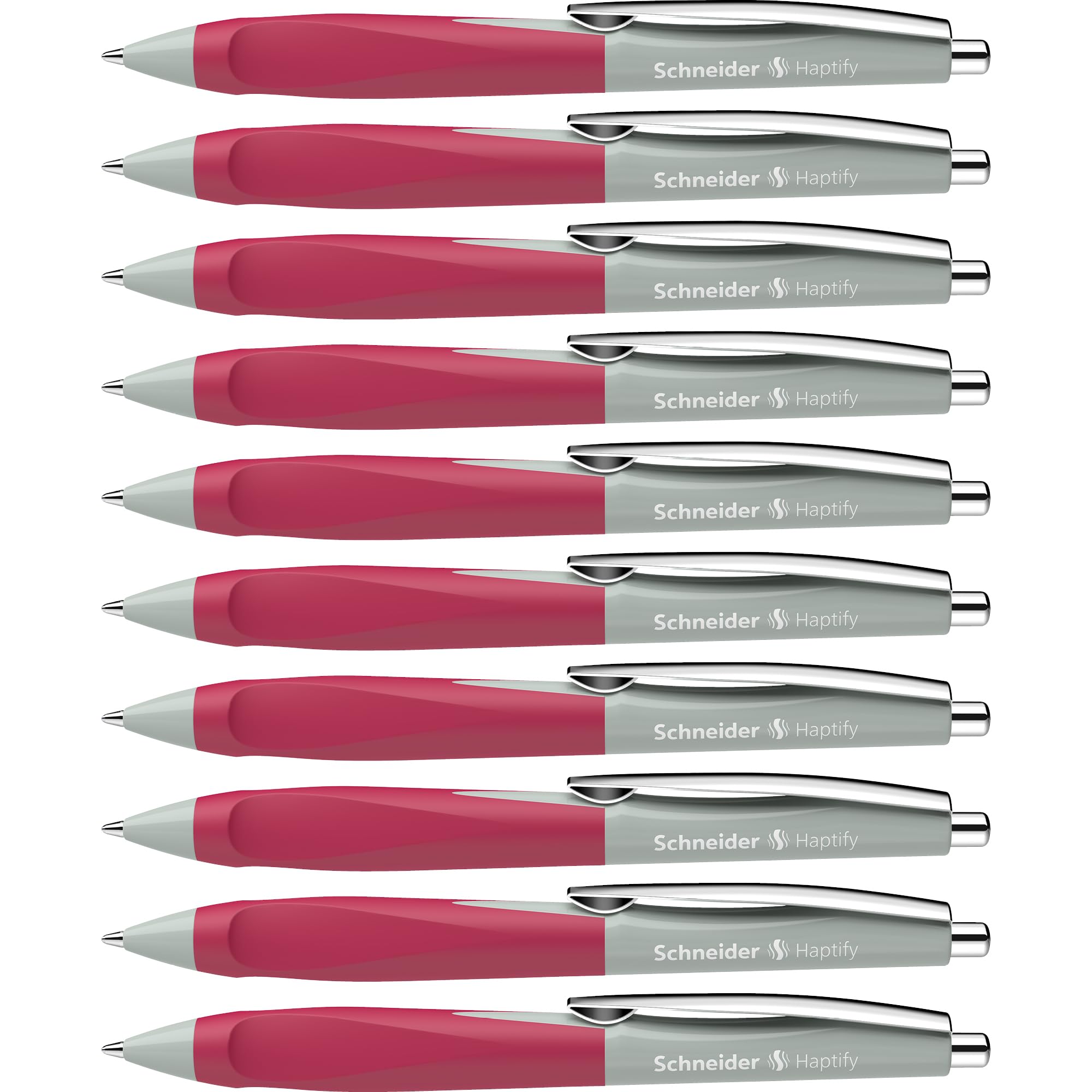 Schneider Haptify 135329 Ballpoint Pen (Line Width M, Ink Colour: Blue) Pack of 10, Sage Grey/Magenta