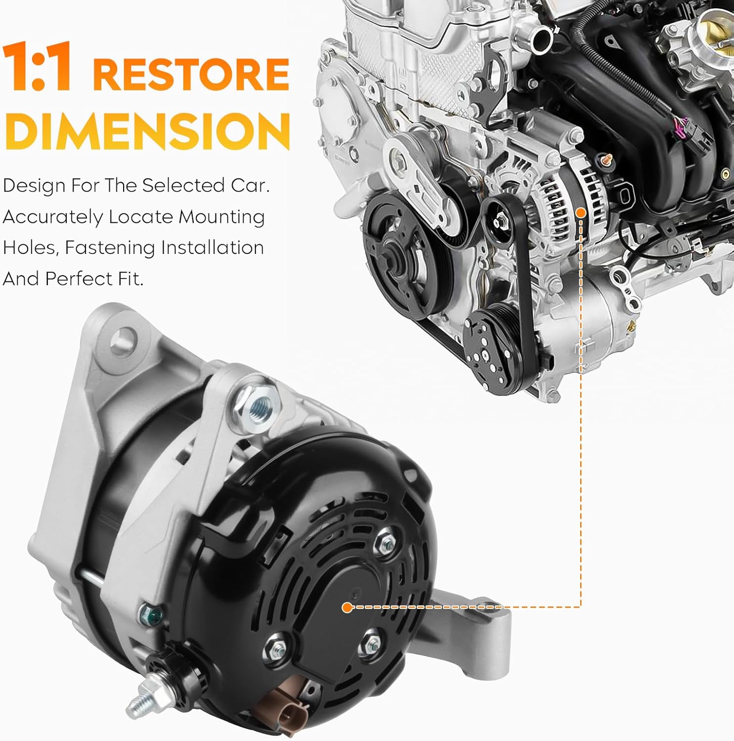 New Alternator for Durango 3.7 3.7L 4.7 4.7L 2001-2006, Jeep Liberty V6 3.7L 2002-2006, Grand Cherokee 2005-2006, Commander 2006, high output 160AMP, 4801252AA, 5170748AA, 56029914AA, 13913