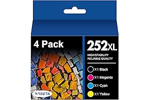 Wiseta Remanufactured Ink Cartridge Replacement for Epson 252XL to use with Workforce...
