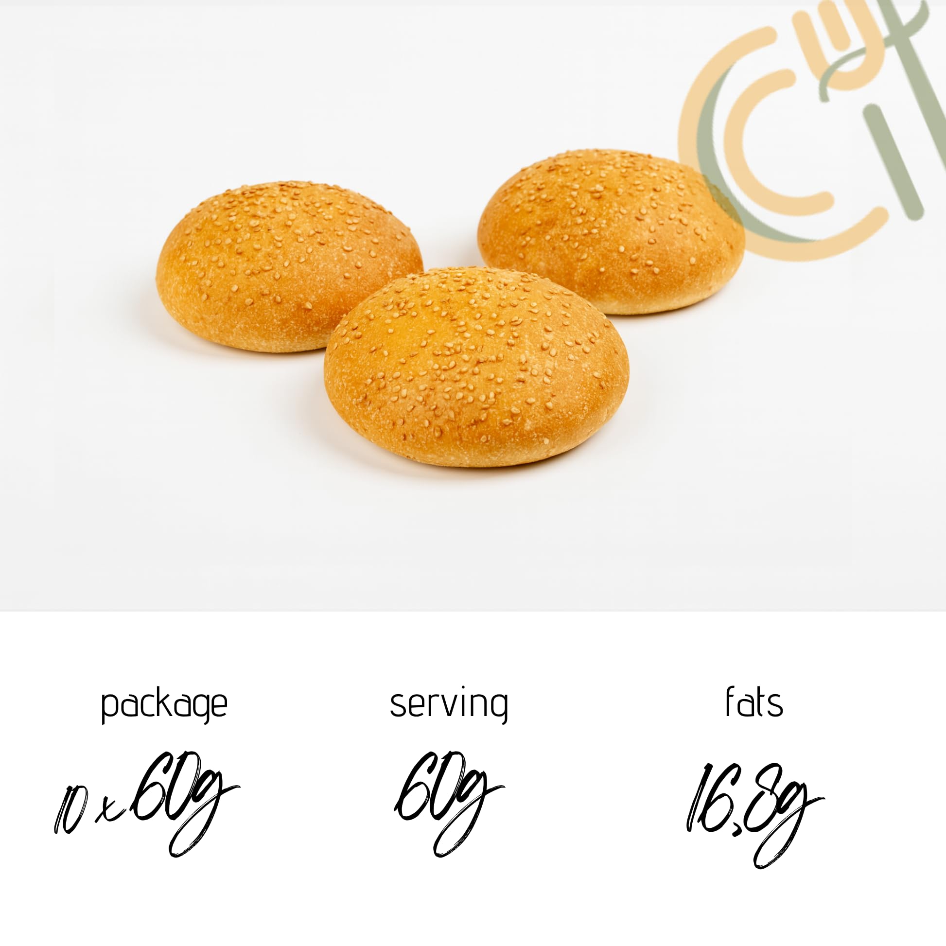Lot de 10 Pain Keto aux graines de sésame pour Burger Keto SoKeto (10 x 60 g) avec 2,7 g de glucides par portion pour régime céto/protéique/diétique Ig<2