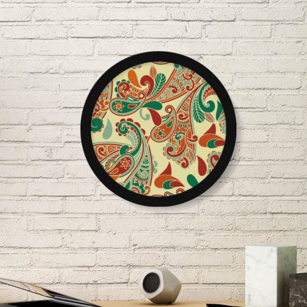 Cadre photo rond motif fleur feuille résumé noir taille M pour déco murale