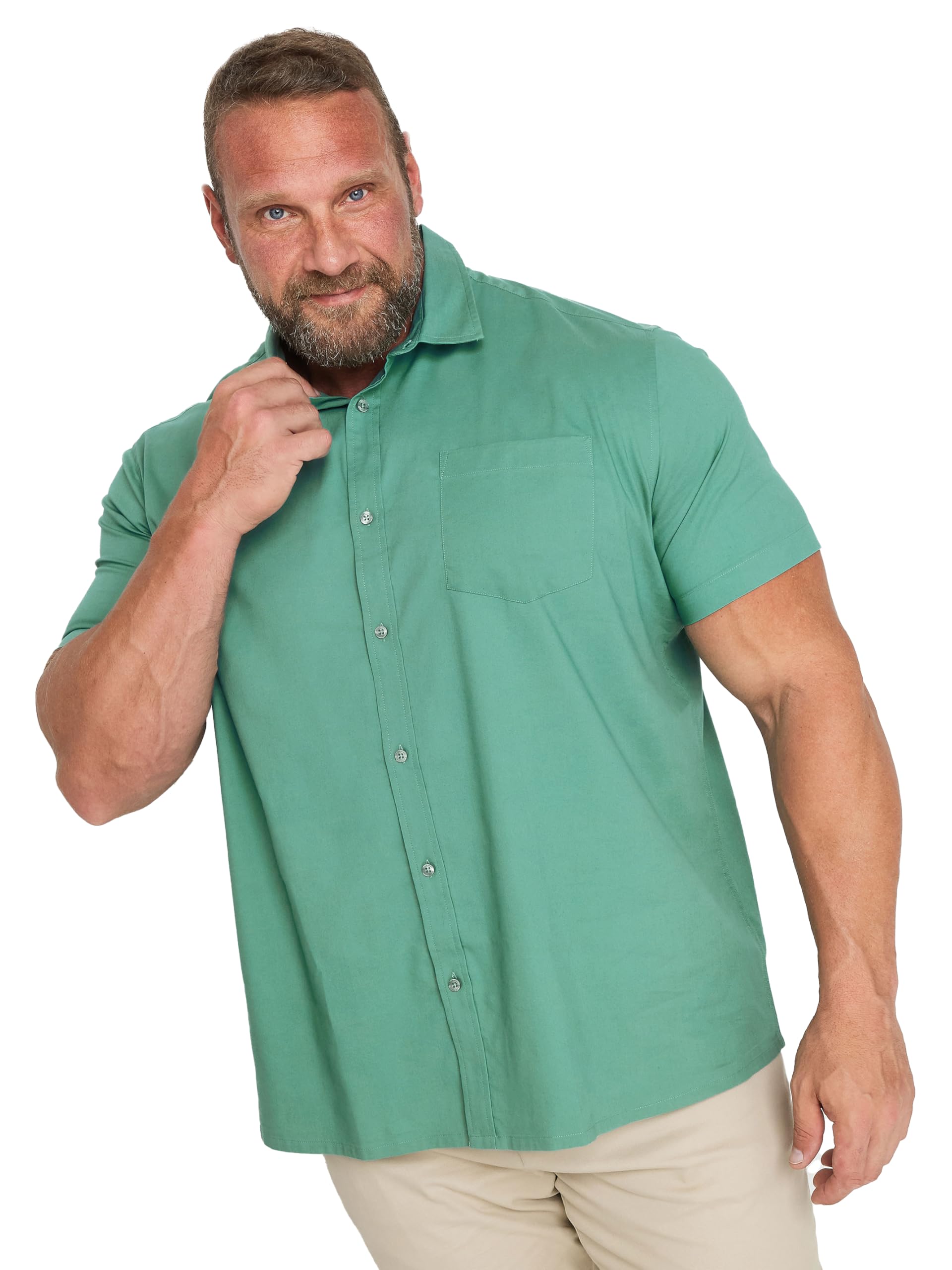 BadRhino Short Sleeve Oxford Shirt - Green - XXL