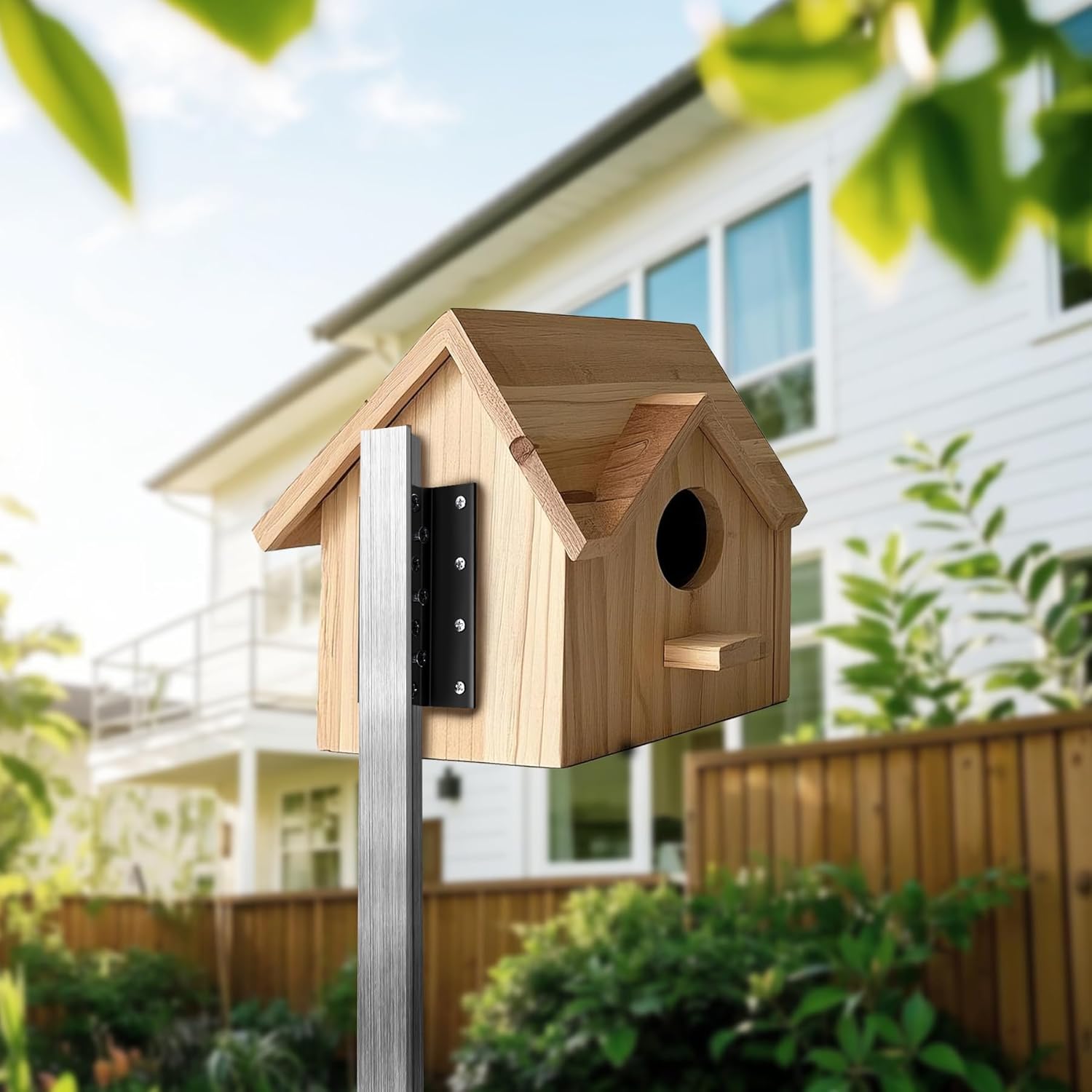 4 PCS T Post Mounting Bracket, Black Metal Mounting Plate for Wood / Sign / Mailbox / Birdhouse, Universal for Thickness No More Than 8mm