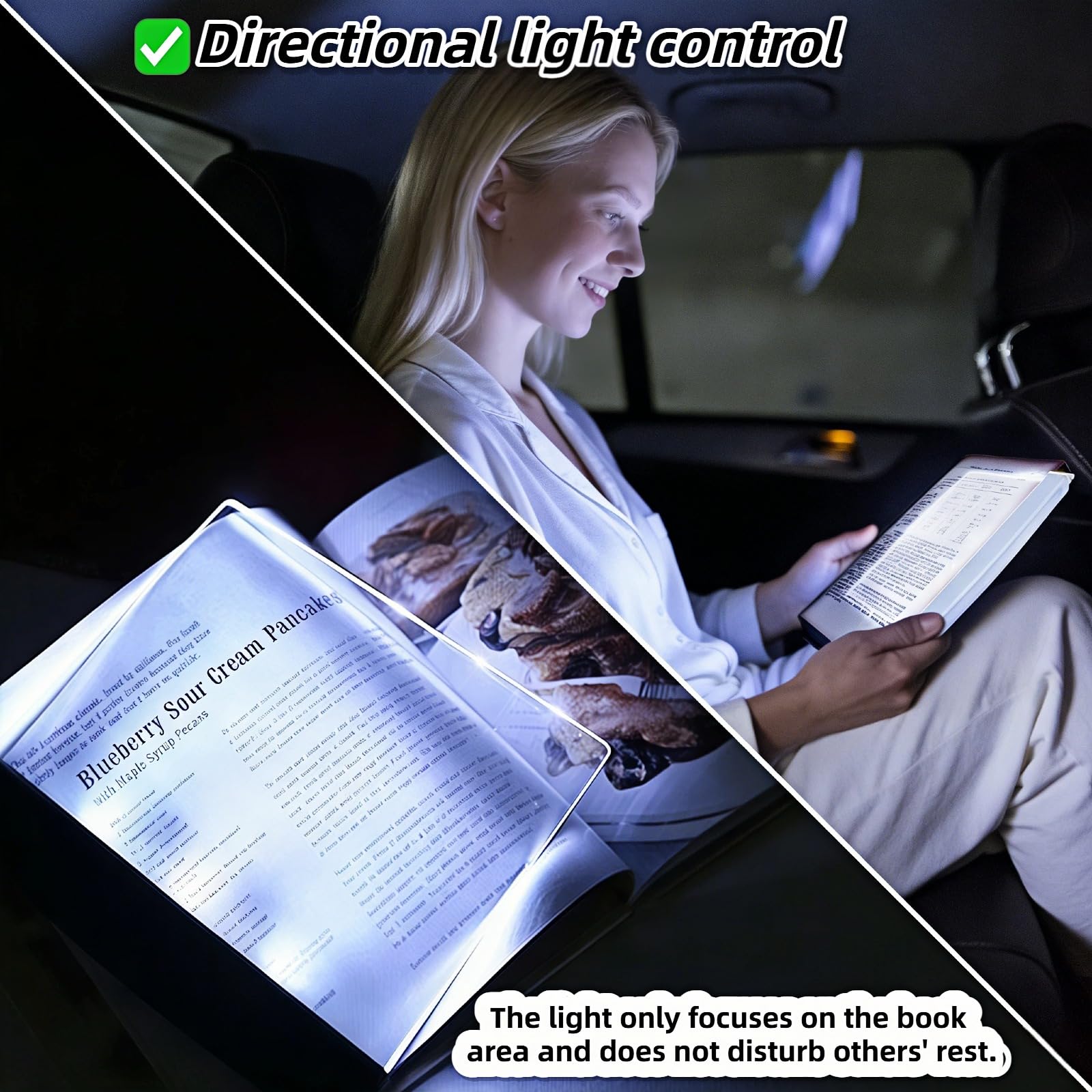 Buchlicht LED Flachbildschirm - Kabellose Clip-On-Augenpflege Seitenlicht für Nachtbett Leselicht, blendfreie tragbare Leselampe für Studenten Erwachsene, Weiß