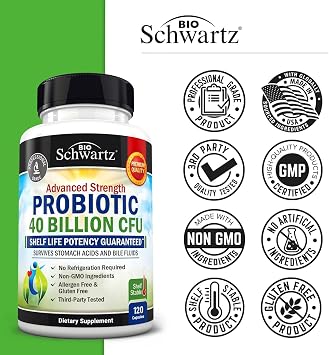 Probiotic 40 Billion CFU with Organic Prebiotics for Gut Health, 120 Count