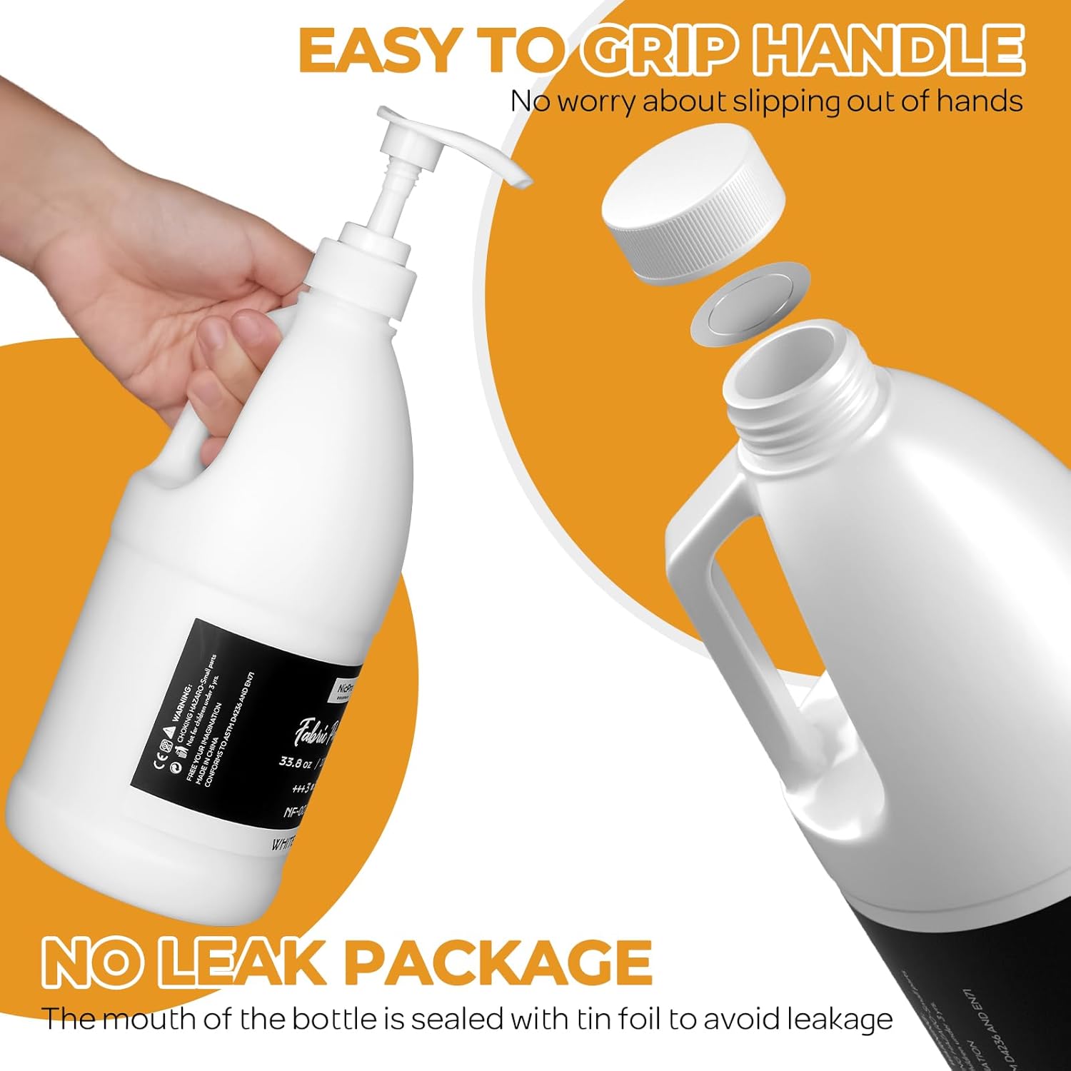 Nicpro 6 Colors Fabric Paint with Pump, 33.8 fl oz (1000 ml) Large Fabric Paint Bulk for Clothes Permanent, Rich Pigment Non-Toxic Soft Clothing Paint for DIY T-shirts Jeans Crafts, Refresh Furniture