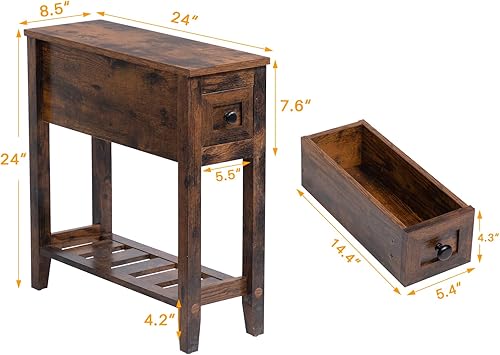 Miniatura 20 de Mesa auxiliar estrecha para espacios pequeños, color blanco, juego de 1, 24 pulgadas de largo x 8.5 pulgadas de ancho x 24 pulgadas de alto