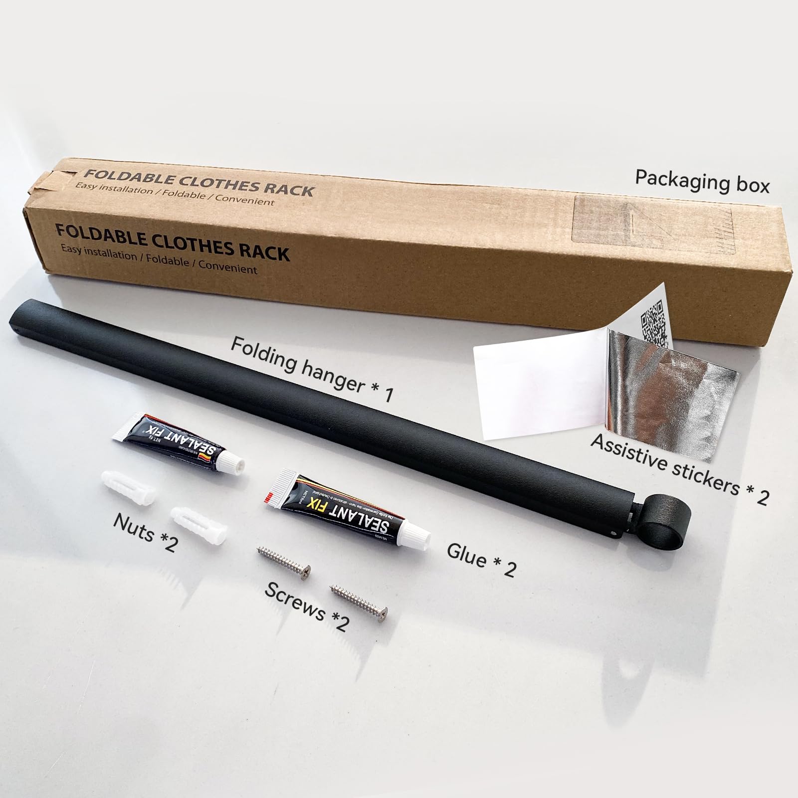 Kleiderhaken Klappbar kleiderwandhaken Wäschelüfter Wand für Waschküche, Organisation und Aufbewahrung, Aluminium, schwarz, 1 Stück
