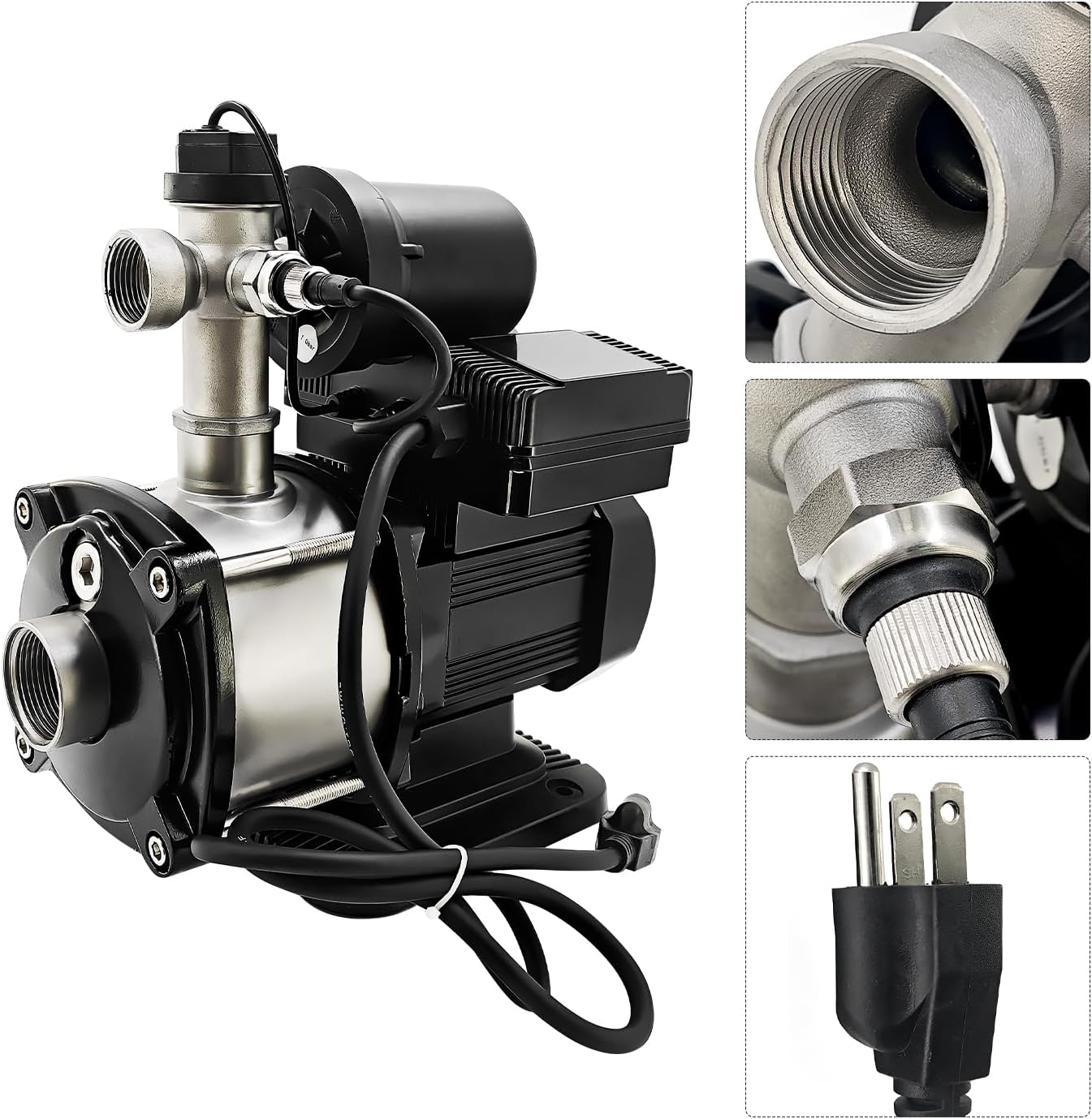 1.13HP, 113PSI, 26.4GPM, Water Pressure Booster Pump for House, 115V, 1" NPT, Constant Pressure and Low Noise for Home Water Pressure, Booster, Irrigation (850W)