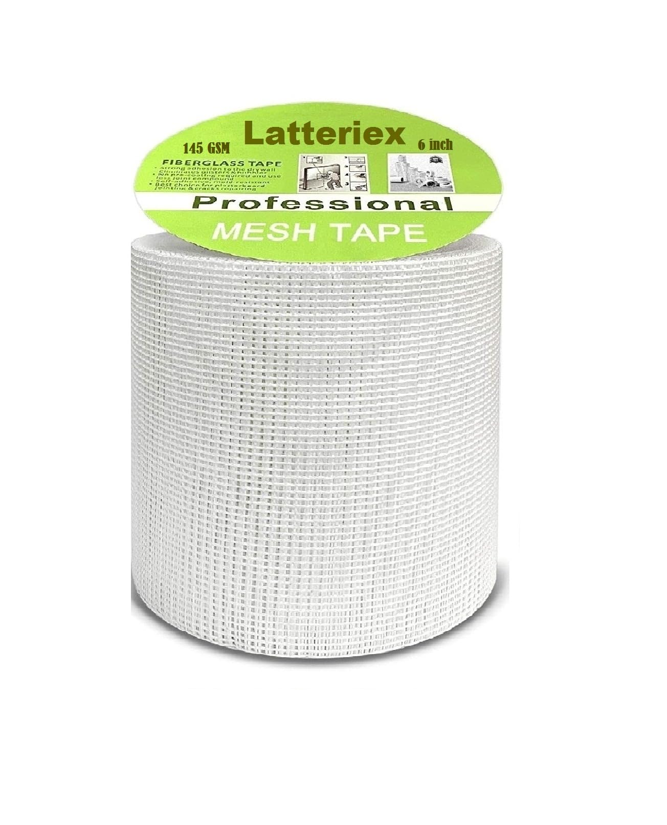 LatteRiex 6 Inch x 50 Meter Glass Fiber Mesh Drywall Joint Tape - 145 GSM Crack Repair Tape for Wall, Ceiling, Floor & Partition Joints | Waterproof, Easy Application Plastering Mesh Tape Roll-image-33