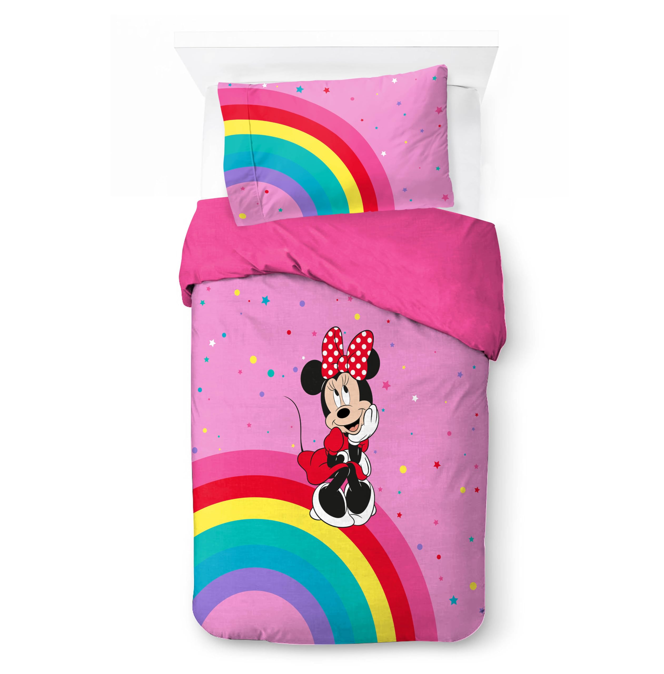 Jay Franco Children's Disney Minnie Mouse Single Duvet Cover Set – 100% Cotton Super Soft Bedding with Pillowcase, Official Licensed Product, Multi, 2 Piece Set