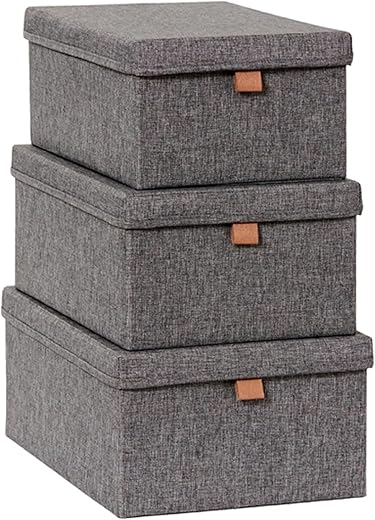 LOVE IT STORE IT - Scatole Portaoggetti Premium Con Coperchio - Lino...