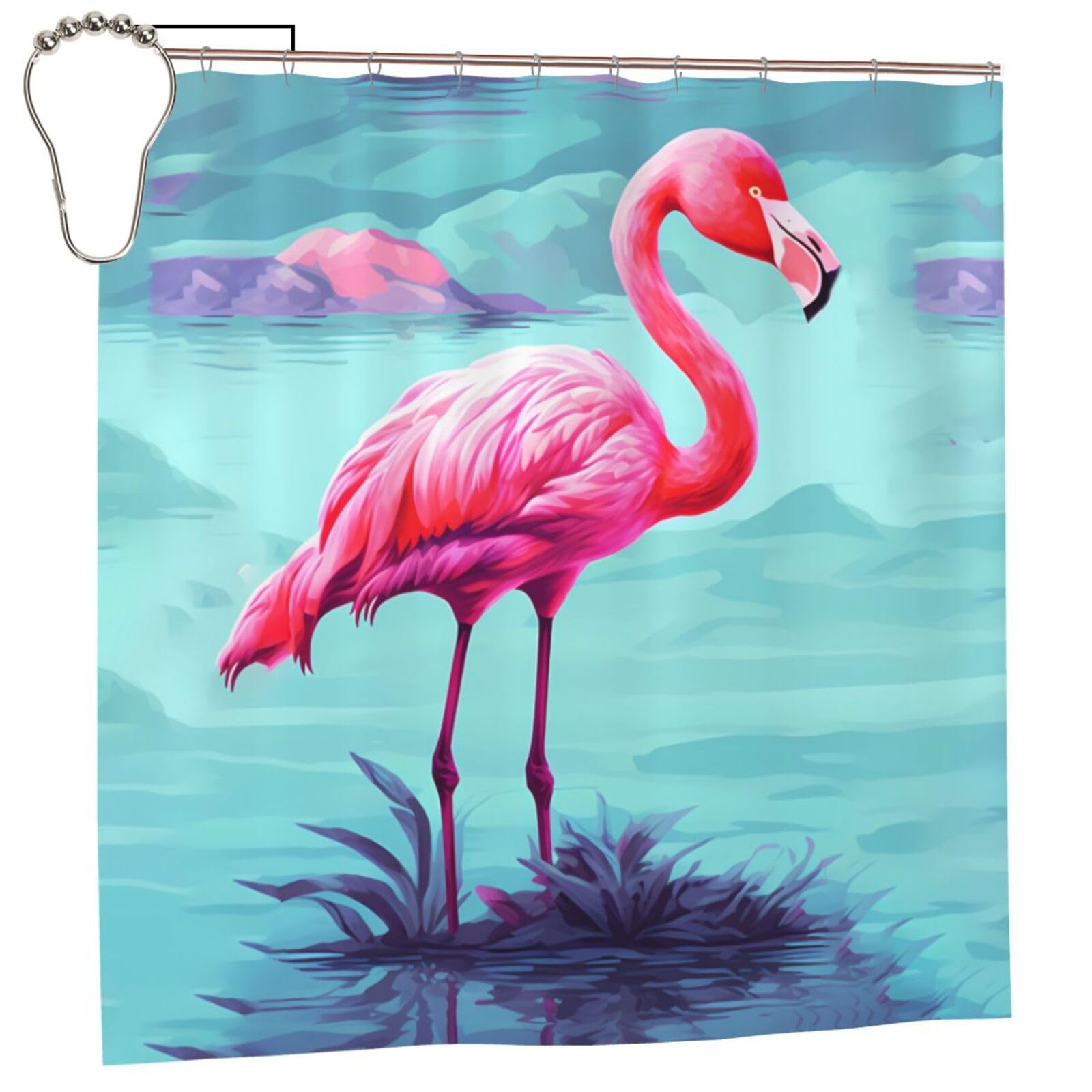 FodPand Flamingos Shower Curtain 70"x70" Waterproof Long Bathroom Curtain Heavy Duty Thick Cloth Bath Curtain Set with Hooks, Modern Abstract Art Pattern Bathroom Shower Curtains