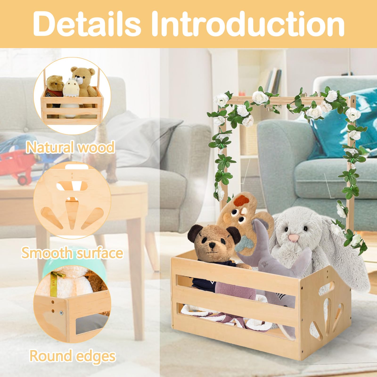 Panier En Bois Pour BéBé, Cadeaux De Baby Shower Cadeau Pour Nouveau-Né Avec Rotin Rose Blanc Et 5 Cintres Pour Baby Shower De Nouveau-Né Nouveaux Parents