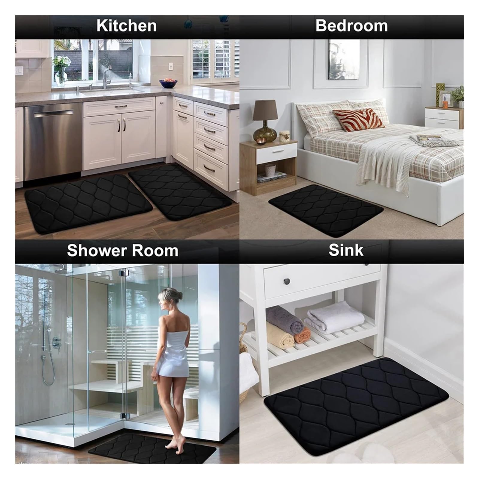 Alfombra Bañera Antideslizante Alfombra de baño de espuma viscoelástica, alfombra de baño absorbente, alfombra de baño, cocina, hogar, alfombra de ducha antideslizante, alfombrillas de terciopelo for