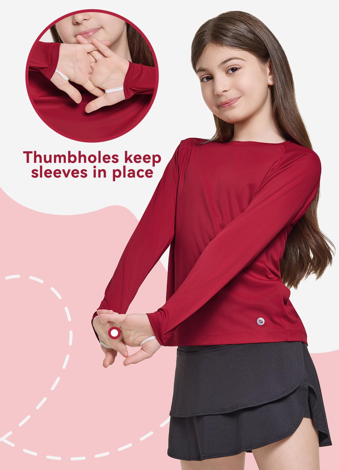 BALEAF Chemise Rushguard pour fille - Protection UV - Haut à manches longues - Séchage rapide - Léger - UPF 50+
