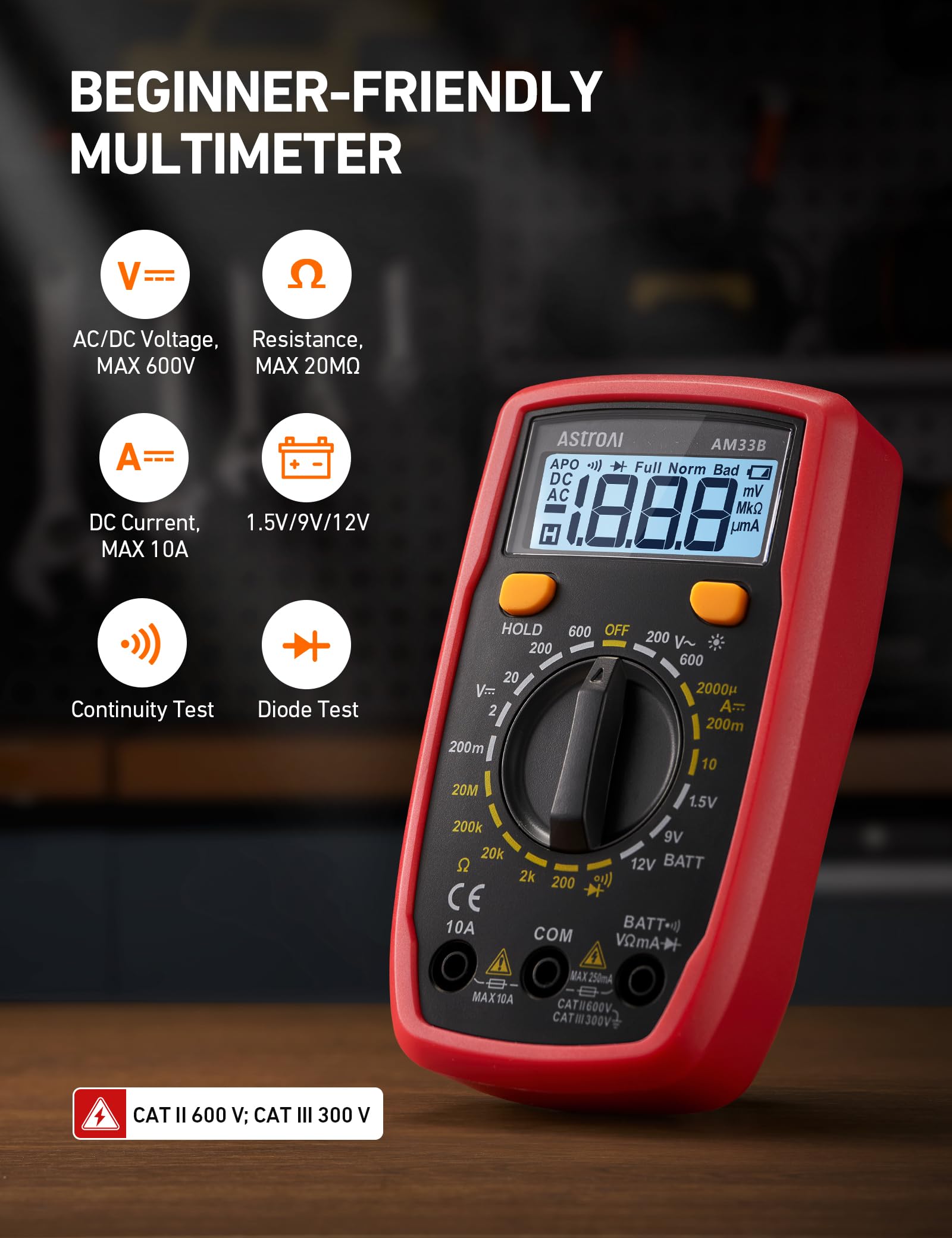 AstroAI Electrical Test Kit ETK1, Digital Multimeter, Non-Contact Voltage Tester & Screwdriver, Electrical Tape, an Ideal Set for Electricians, DIYers, Handymen — Amazon image 3
