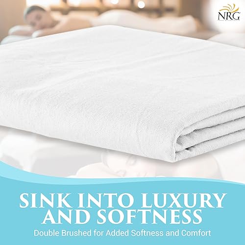 Miniatura 5 de NRG Juego de sábanas de franela de lujo para masaje, color blanco, juego de 3 piezas, incluye funda para la cuna facial, sábana plana de masaje y