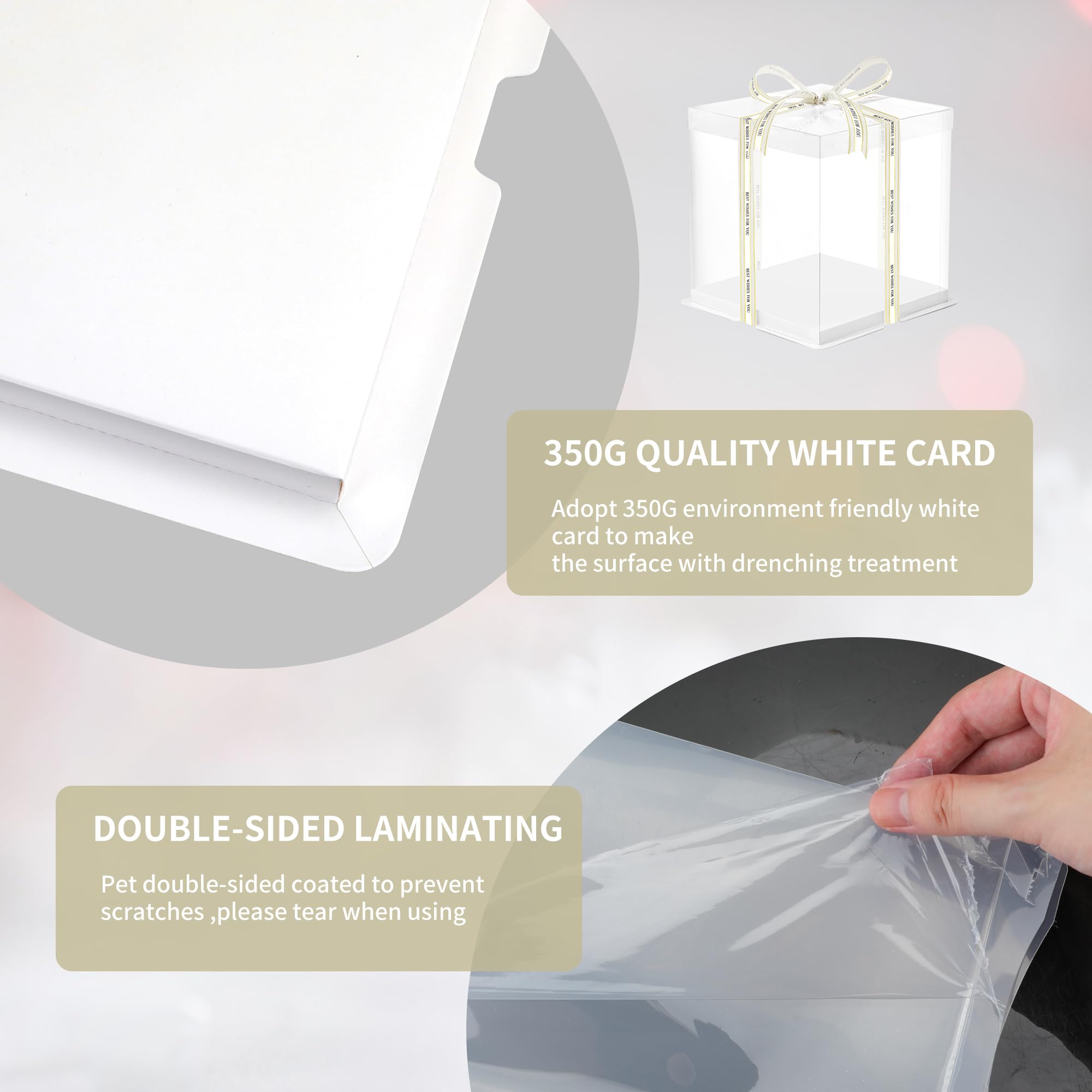 12 cajas transparentes para tartas de 7 x 7 x 8 pulgadas, caja alta para tartas con tapa y cinta, caja transparente para tartas para panadería, boda, fiesta de cumpleaños