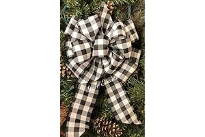 Exquisite Black and White Buffalo Plaid Bow for Christmas Festivities