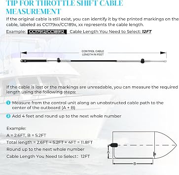 2pcs Gen1/Gen2 Boat Throttle and Shift Cables For Mercury 600A/4000 Control
