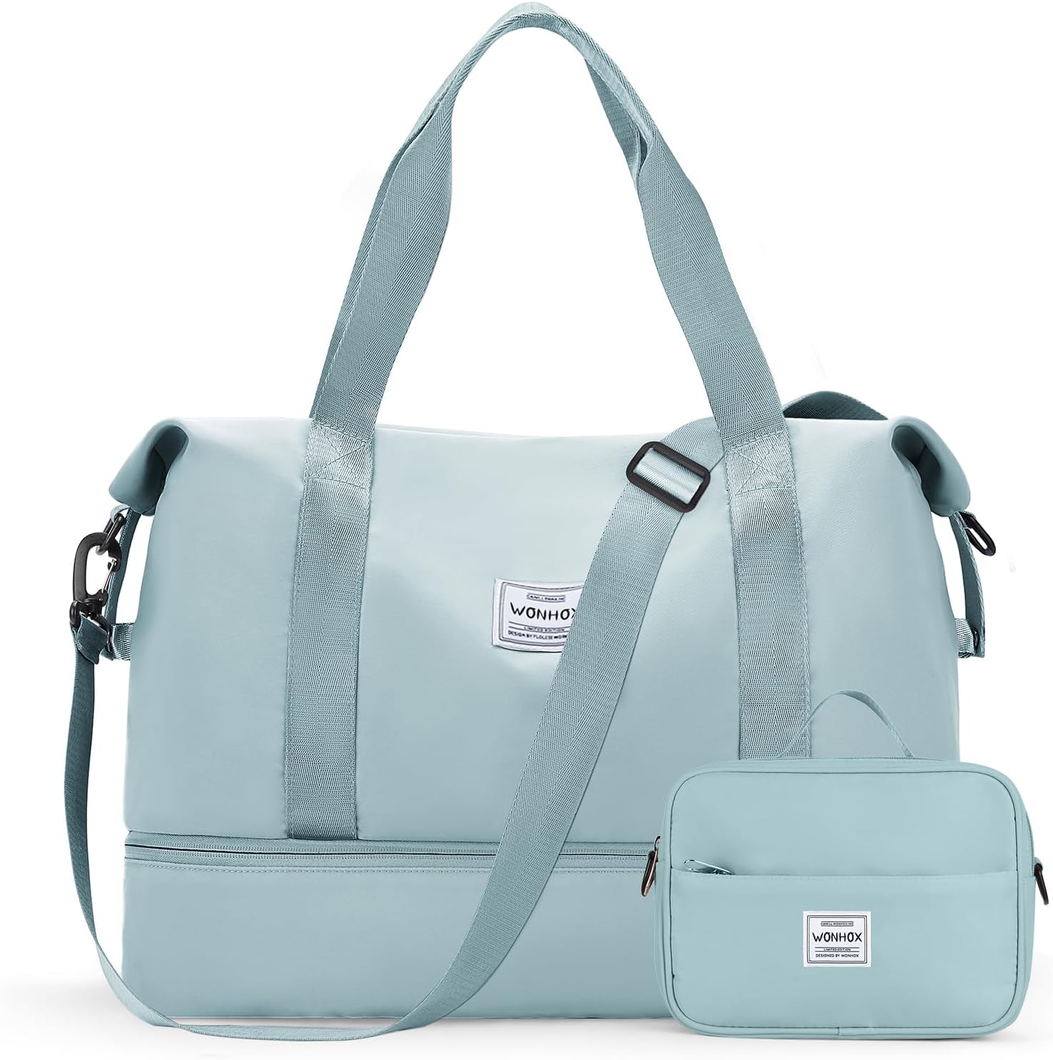 Women's Small Gym Tote Bag With Wet Compartment - Crossbody Duffel For Workout, Travel | 10.2"L X 7.1"H, PU Material
