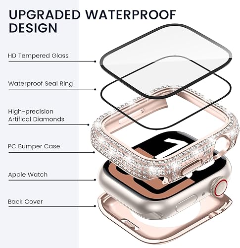 Vista 103 de Tensea Funda protectora de pantalla impermeable para Apple Watch 2 en 1 de 1.575 pulgadas SE 3ª/SE 2ª generación, accesorios SE/Series 6/5/4