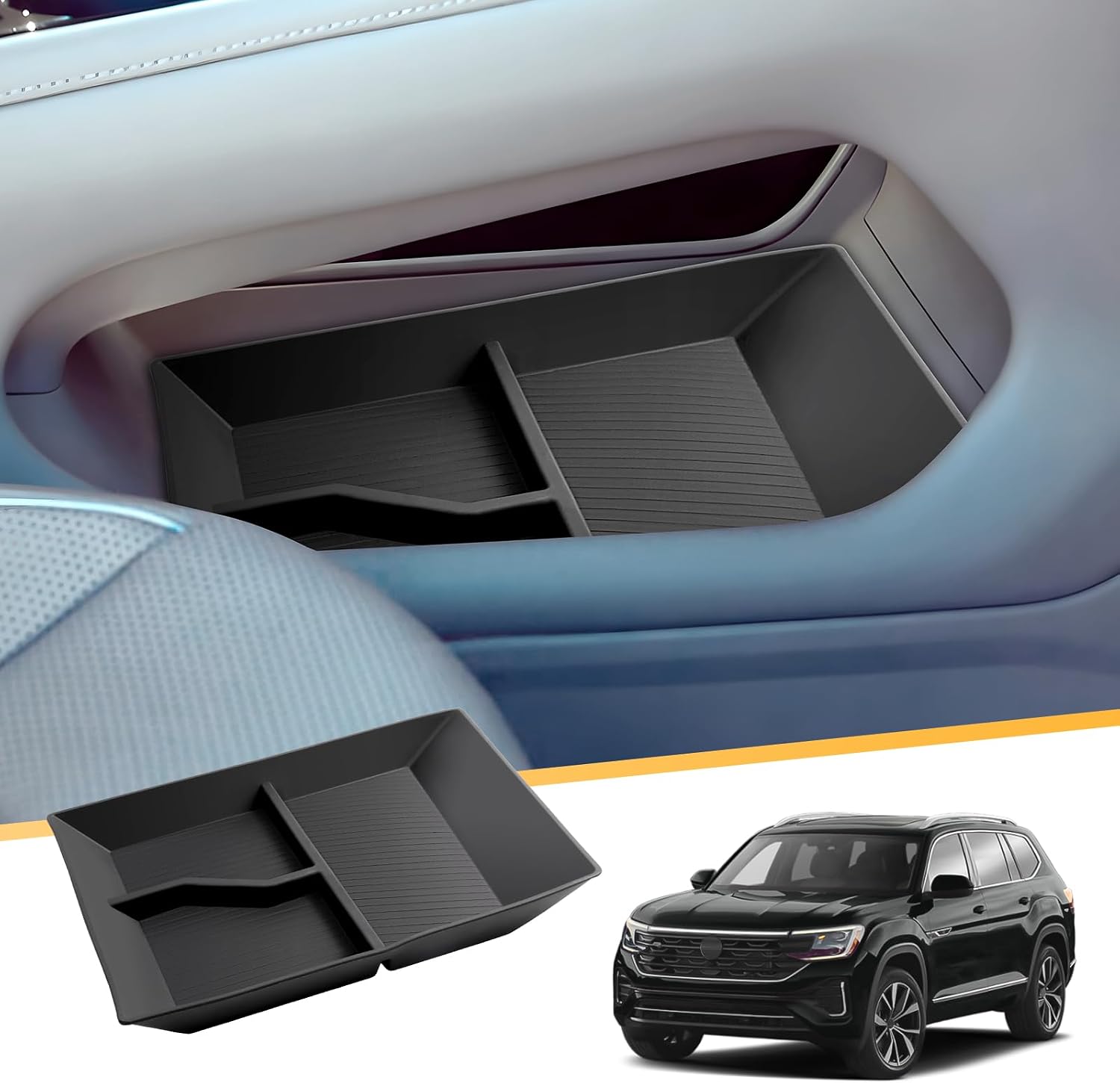 LFOTPP for 2024 V W Atlas Lower Center Console Organizer TPE 2024 Atlas[SE/SE with Technology/SEL/SEL Premium R-Line] Console Tray Atlas 2024 Accessories Console Organizer Armrest Tray Storage Box